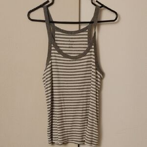 a new day Gray and White Striped Tank Top